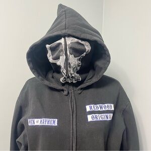 SONS OF ANARCHY road gear skull face full zip hoodie sweatshirt mens size large